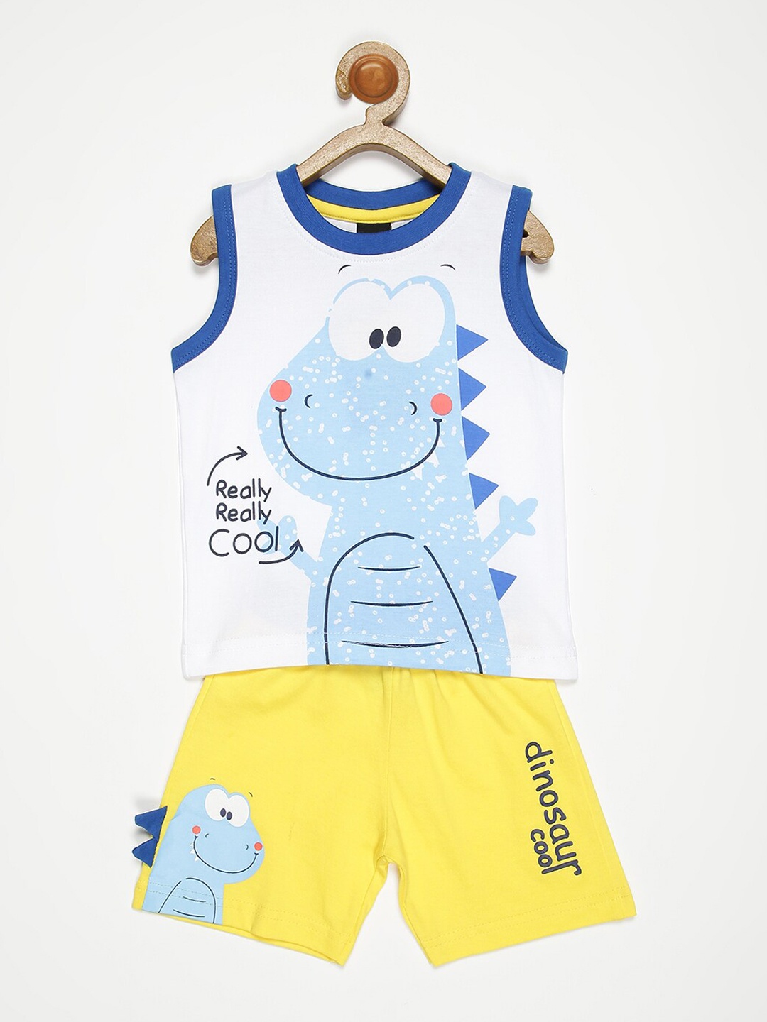 

V2 Value & Variety Boys Yellow & Blue Printed T-shirt with Shorts