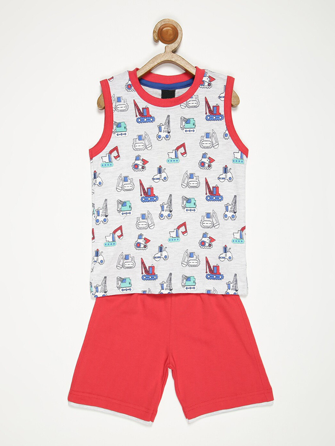 

V2 Value & Variety Boys Red & Grey Printed T-shirt with Shorts