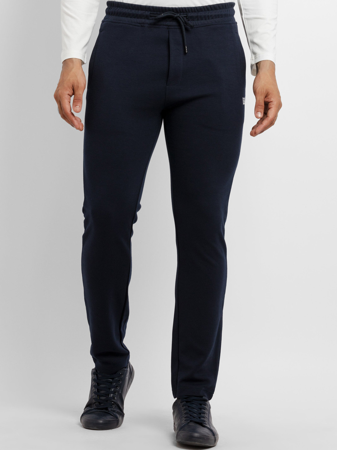 

Status Quo Navy Blue Solid Regular Fit Track pants
