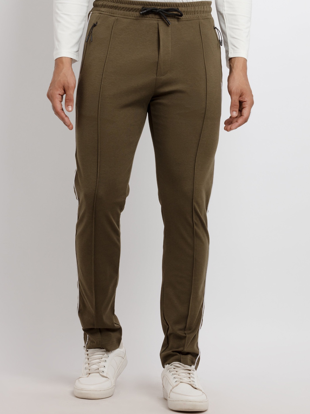 

Status Quo Men Olive-Green Solid Cotton Track Pant