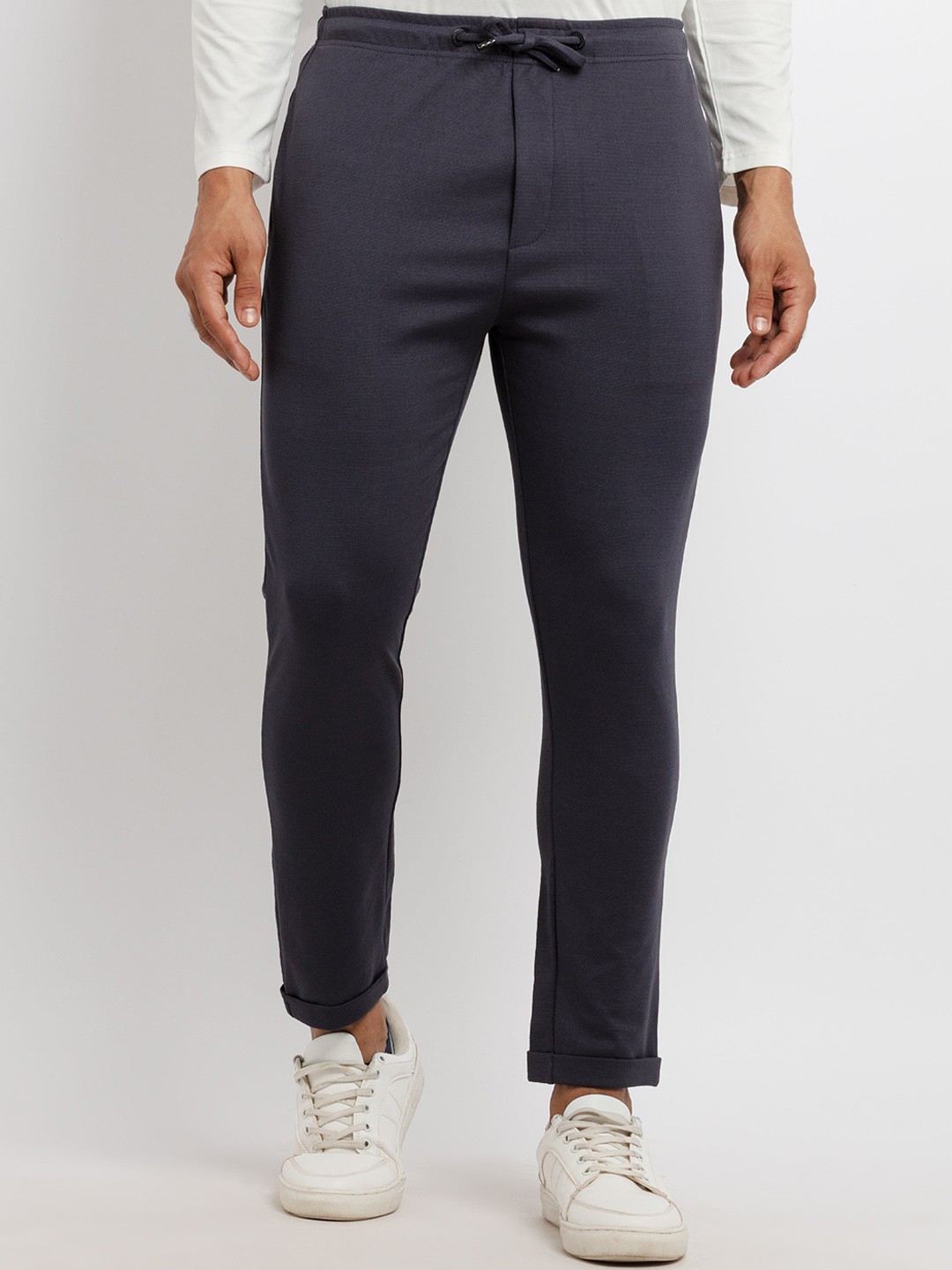 

Status Quo Men Navy Blue Solid Cotton Track Pants