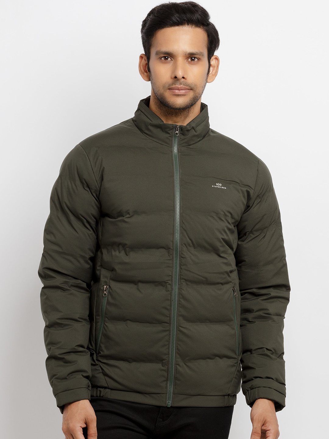 

Status Quo Men Olive Green Puffer Jacket