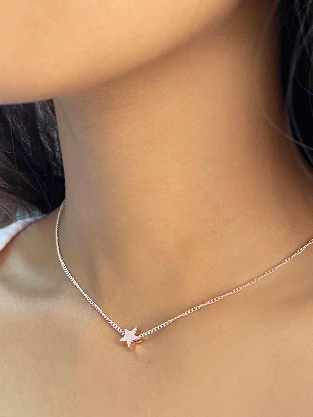 

Ayesha Star Mini Pendant Necklace, Rose gold
