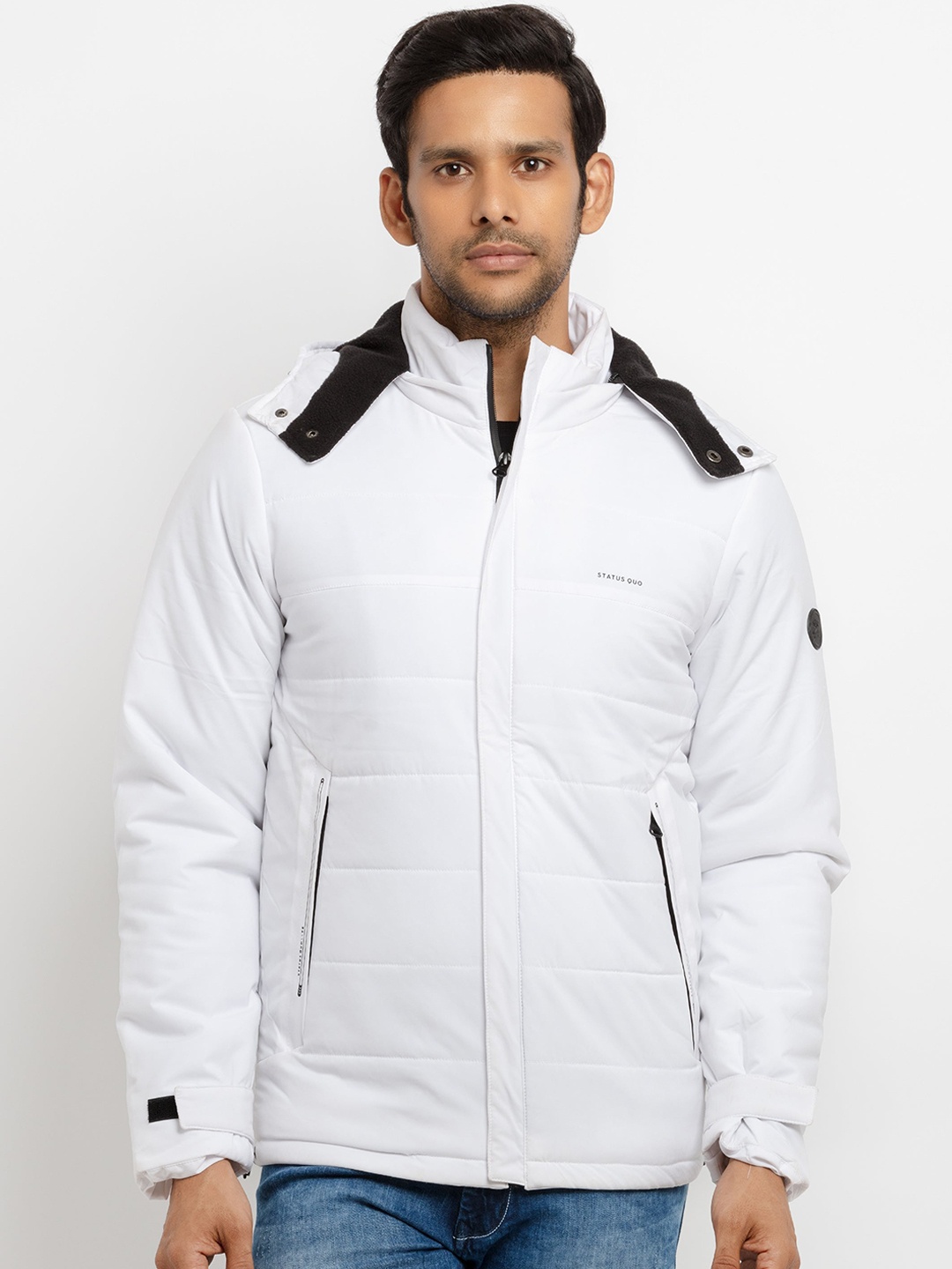 

Status Quo Men White Hooded Padded Jacket