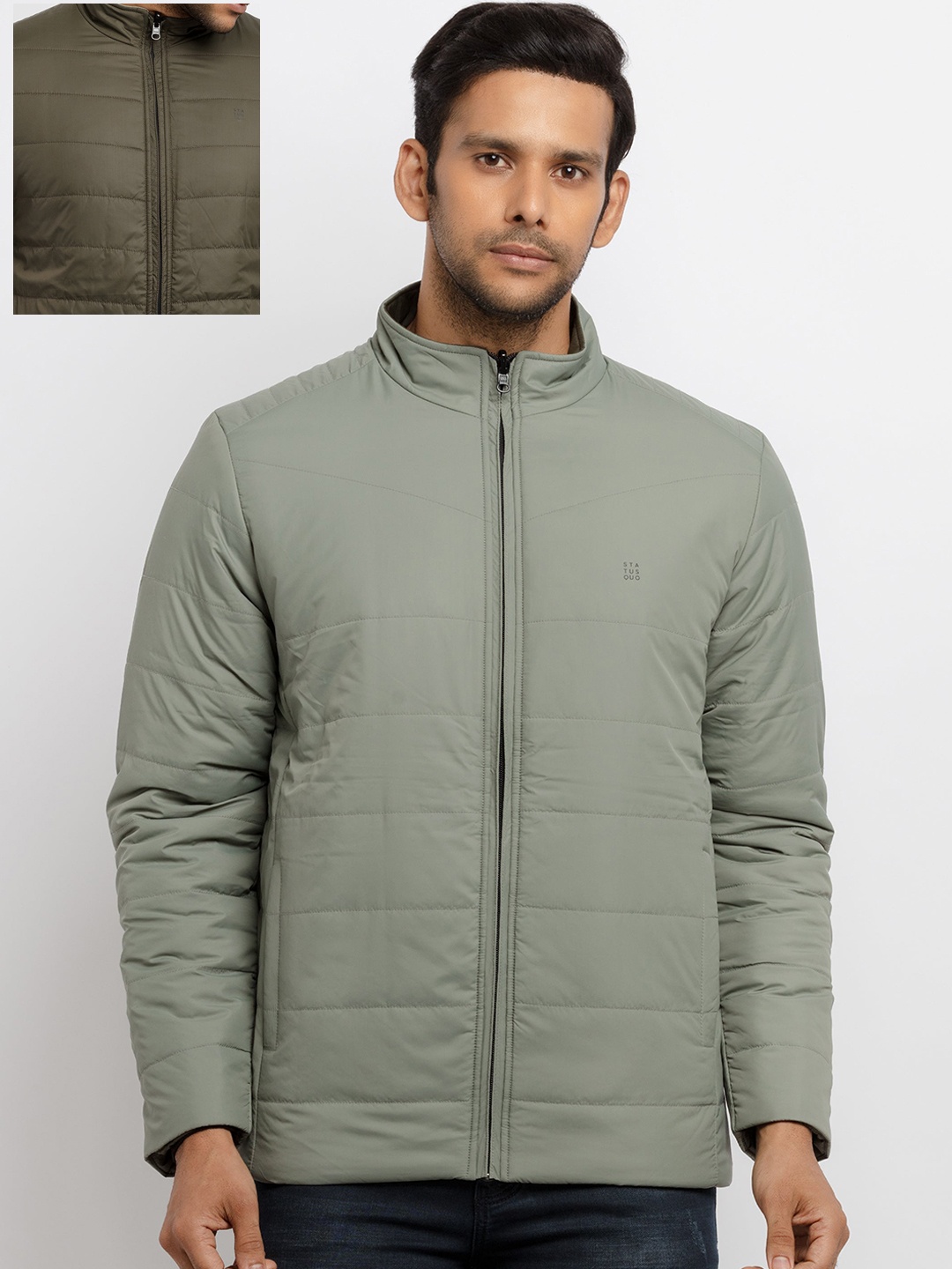 

Status Quo Men Green & Brown Set Of 2 Padded Jacket