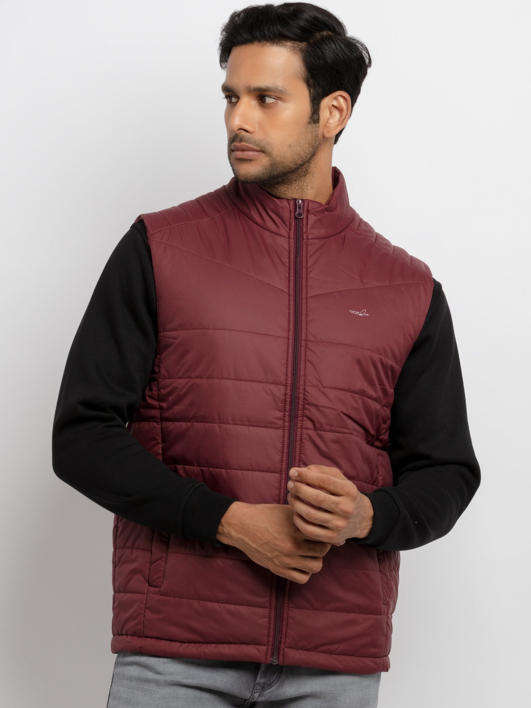 

Status Quo Men Maroon Solid Puffer Jacket