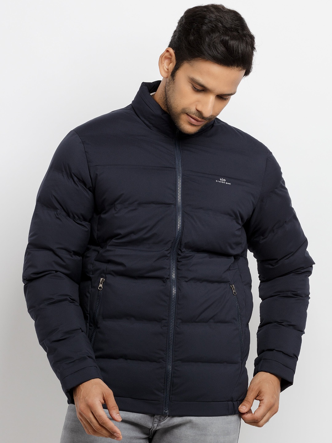 

Status Quo Men Navy Blue Padded Jacket