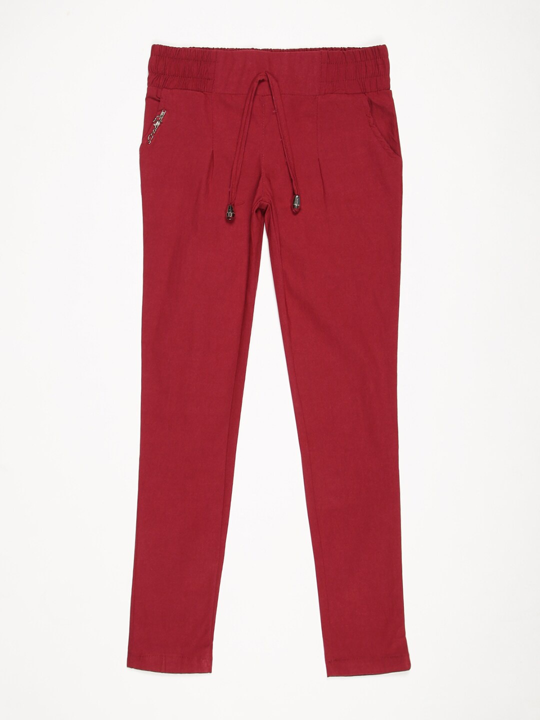 

V2 Value & Variety Girls Maroon Solid Cotton Jeggings