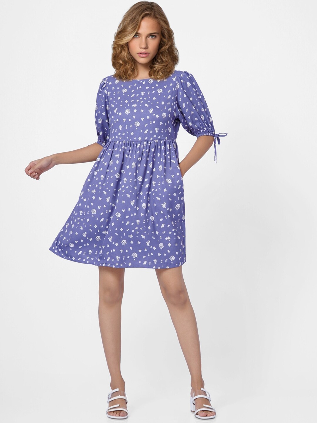

ONLY Purple & White Floral A-Line Dress
