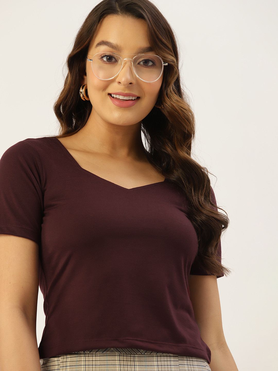 

DressBerry Sweetheart Neck Top, Burgundy