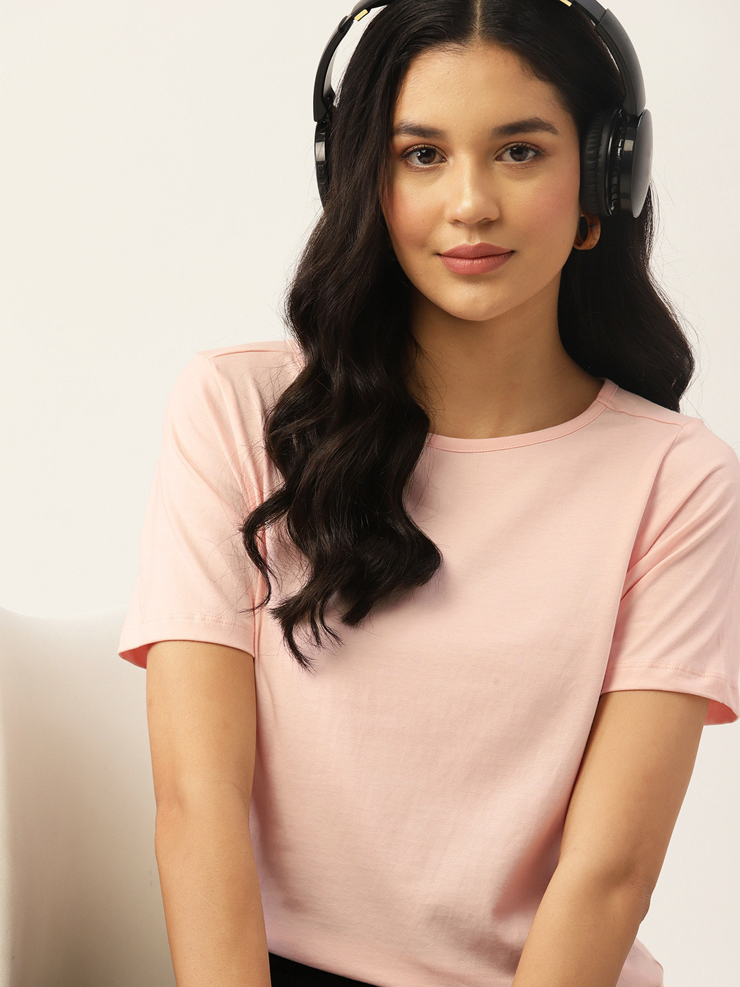 

DressBerry Women Solid Pure Cotton T-shirt, Pink