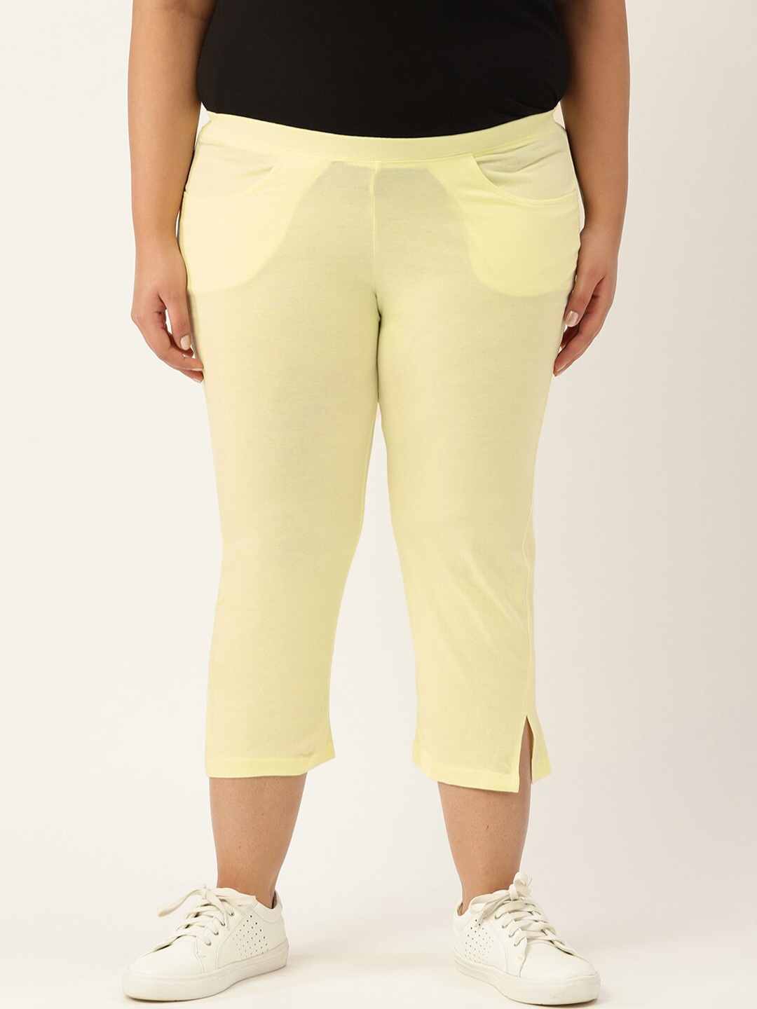 

theRebelinme Plus-Size Women Yellow Capris