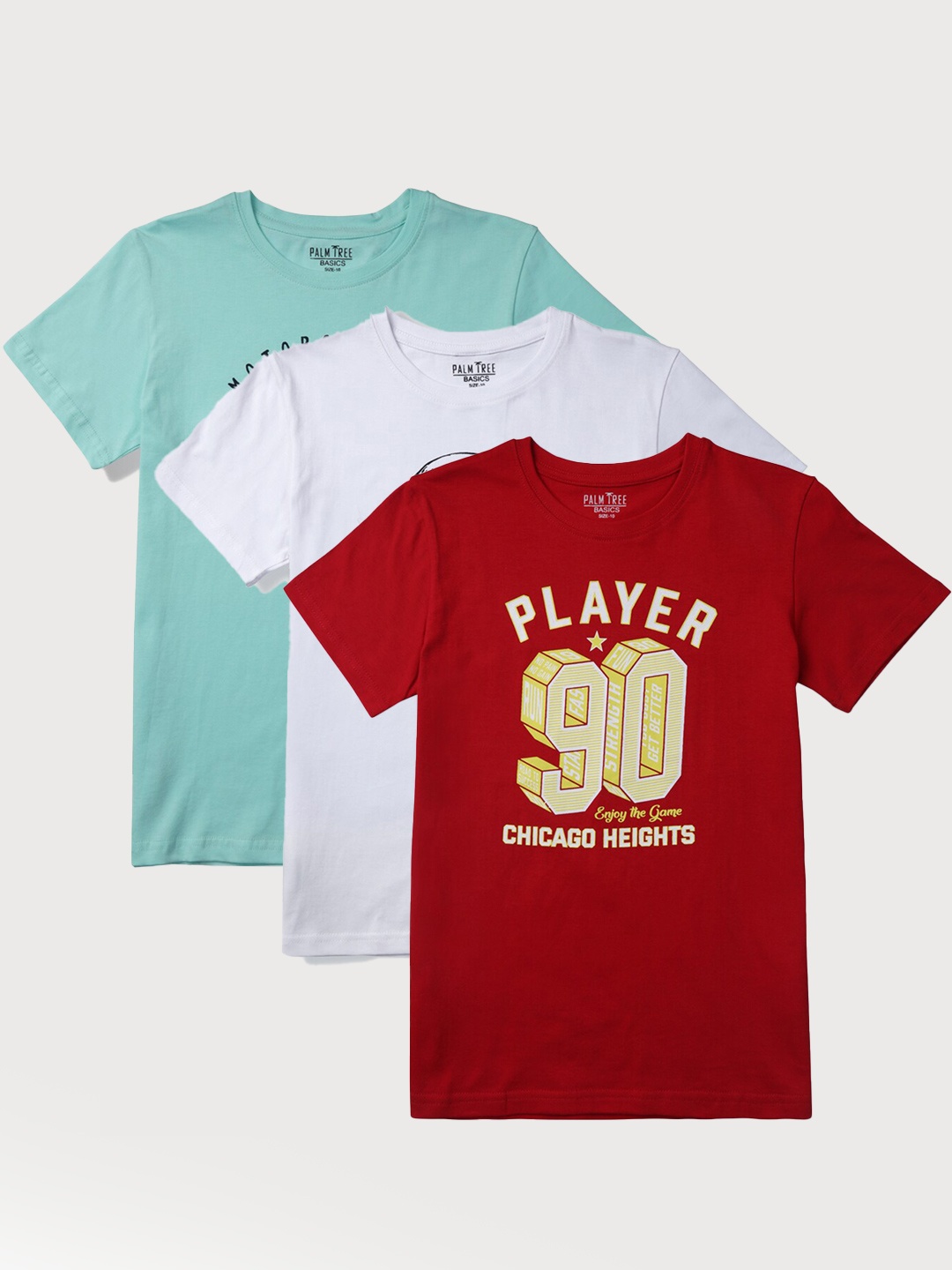 

Palm Tree Boys Red & White & Blue Set of 3 Printed Raw Edge T-shirt, Multi