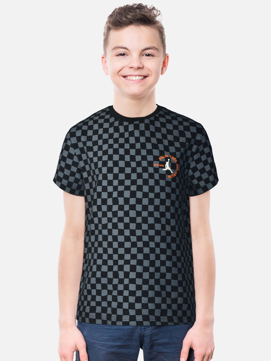 

Palm Tree Boys Black Printed T-shirt