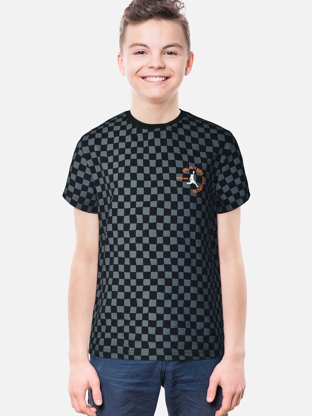 

Palm Tree Boys Black & Grey Printed T-shirt