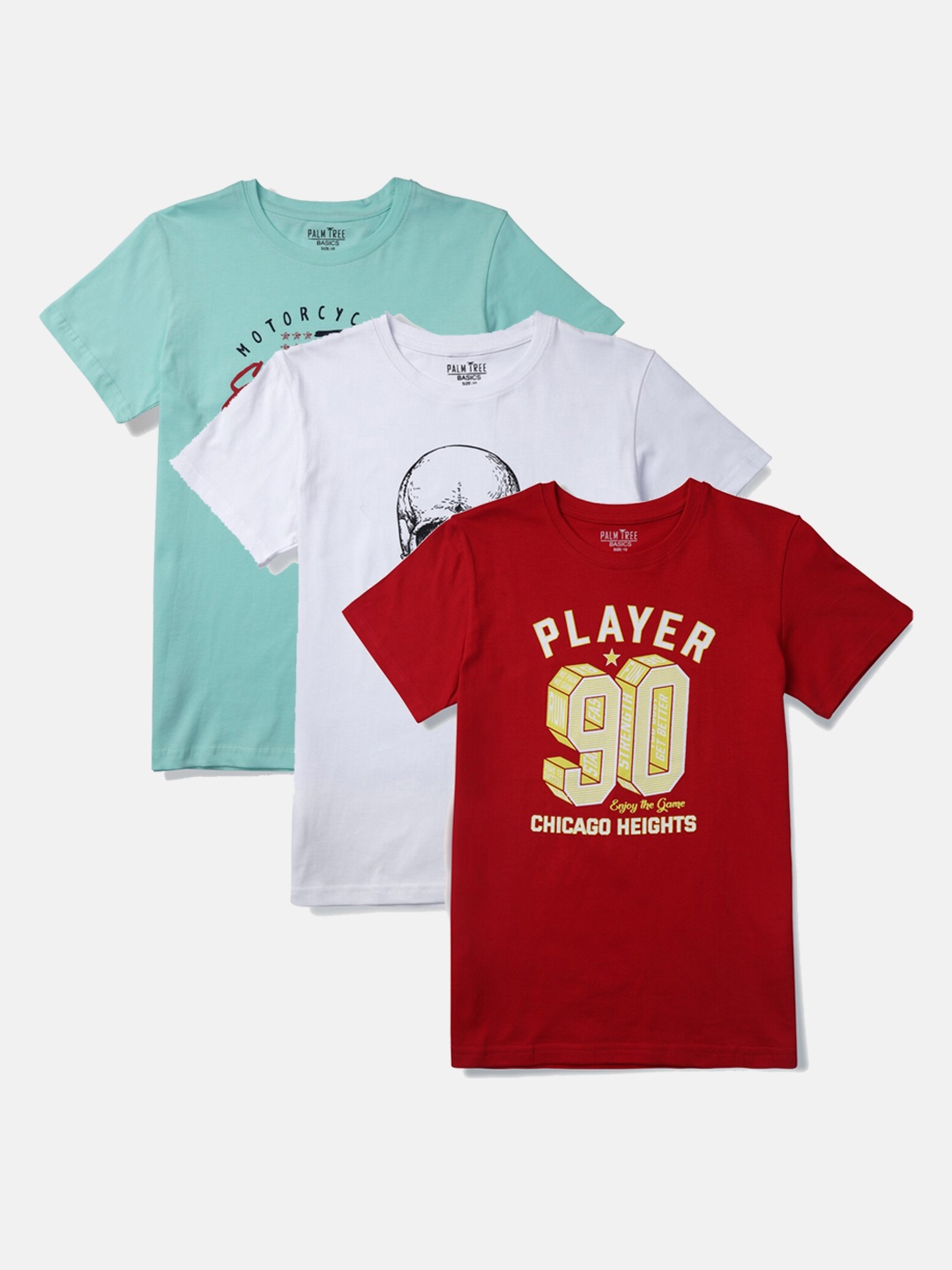 

Palm Tree Boys Pack of 3 Maroon & White Printed T-shirt