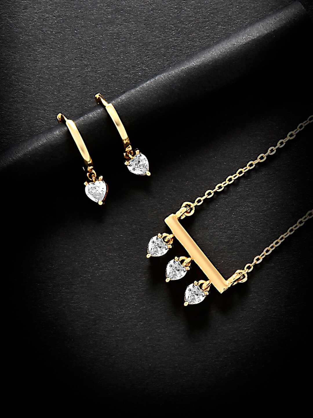 

MINUTIAE Gold-Plated White Crystals Stone-Studded Jewellery Set