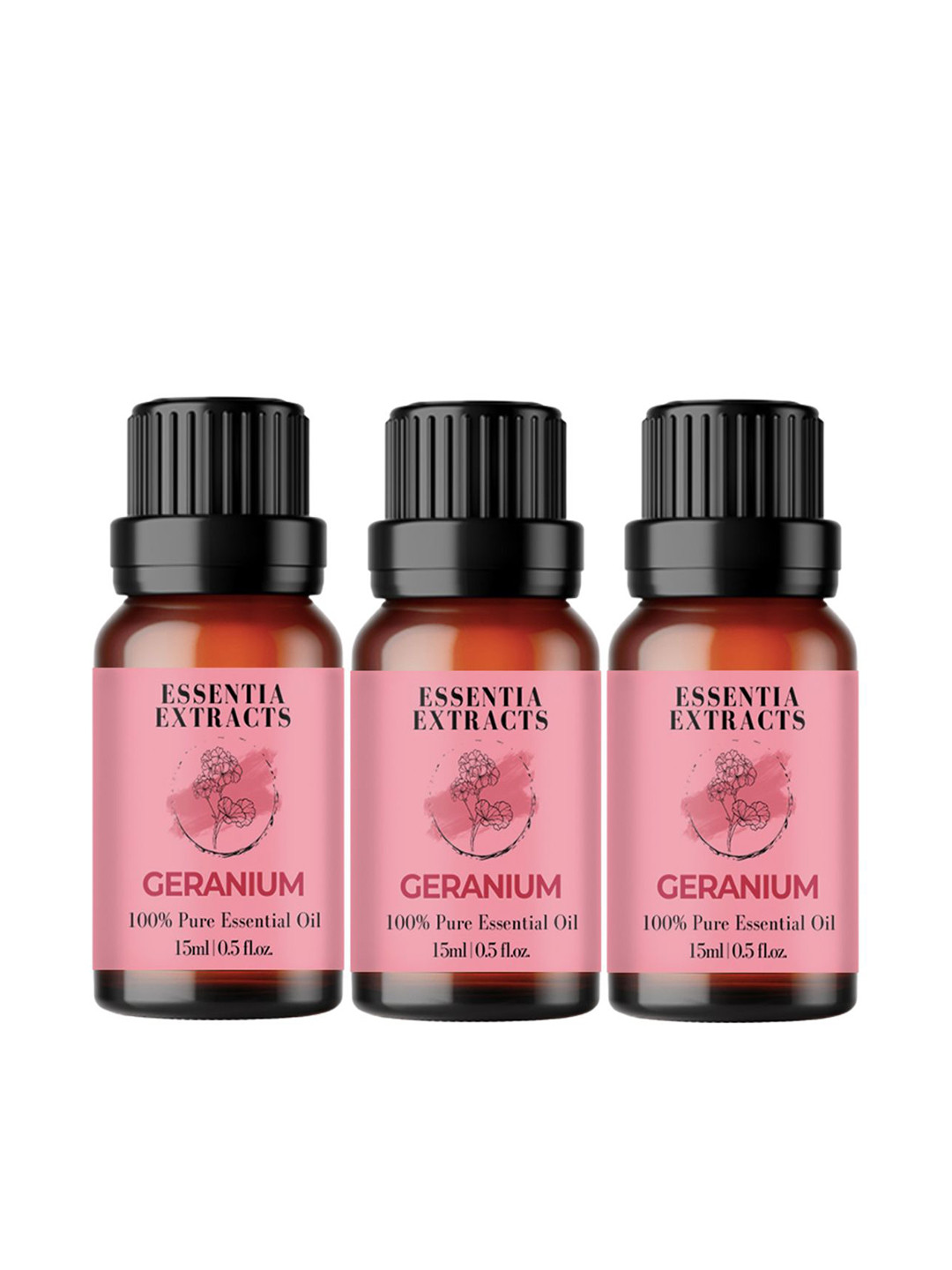 

ESSENTIA EXTRACTS Set Of 3 Pure Geranium Essential Oils To Fight Acne Breakouts- 15ml Each, Pink
