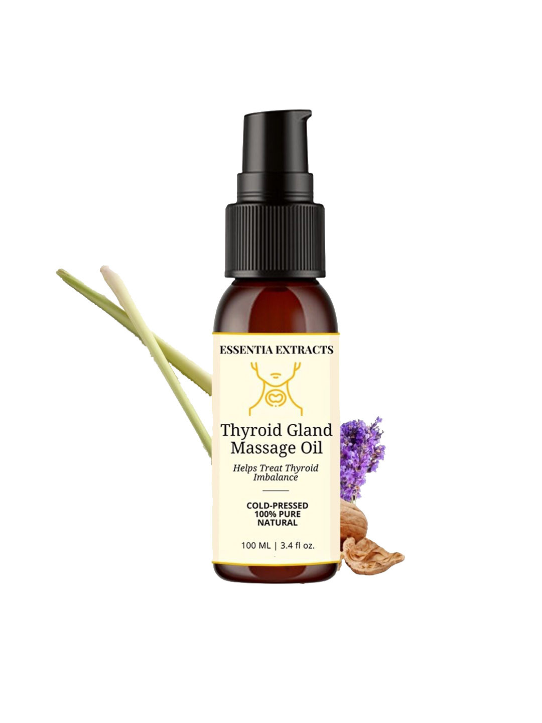 

ESSENTIA EXTRACTS Cold Pressed Thyroid Gland Massage Oil To Treat Thyroid Imbalance- 100ml, White