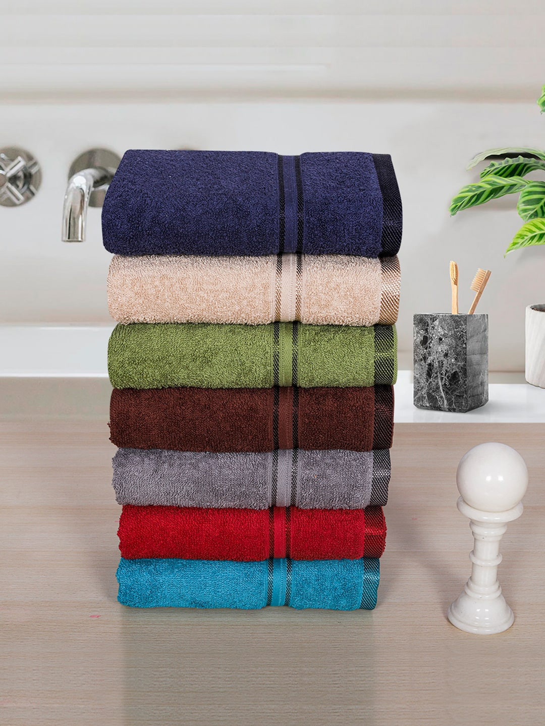 

RANGOLI Set Of 7 400 GSM Super Comfy Hand Towels, Multi