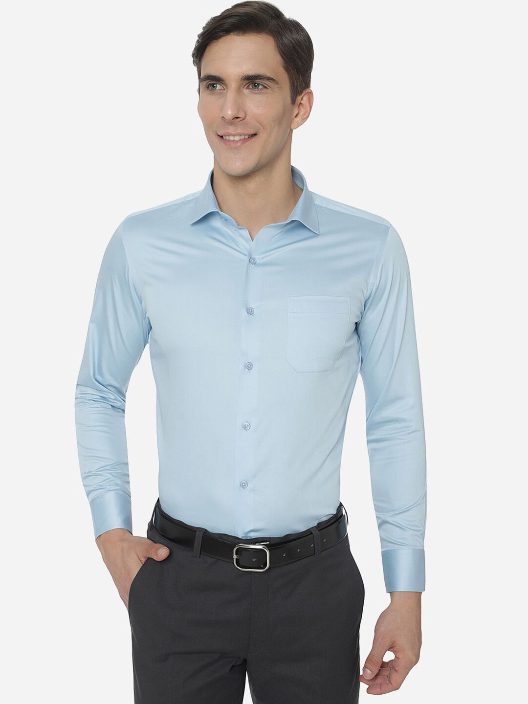 

Greenfibre Men Solid Blue Slim Fit Formal Shirt