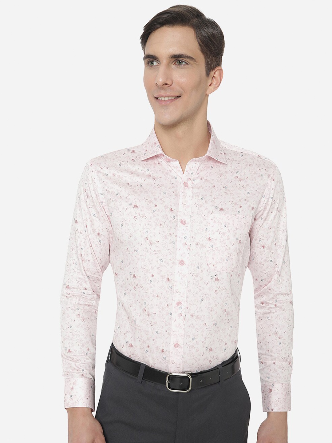 

Greenfibre Men Pink Slim Fit Printed Casual Shirt