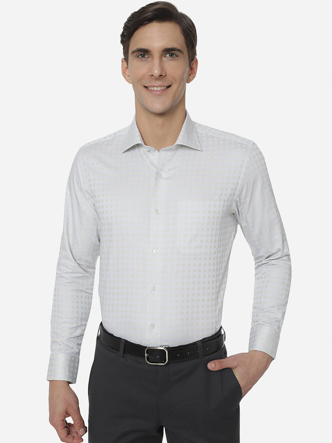 

METAL Men Blue Slim Fit Grid Casual Shirt