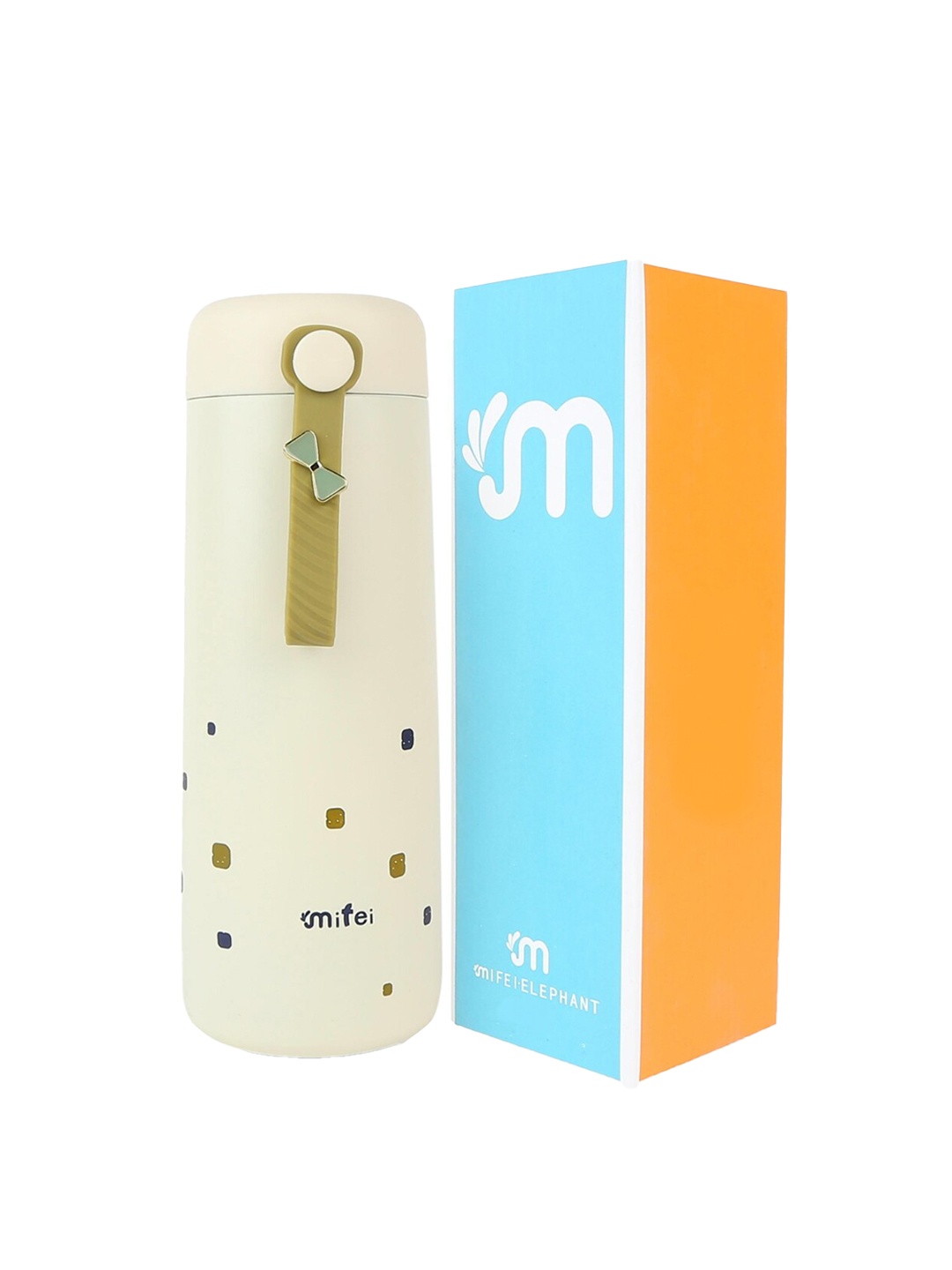 

iSWEVEN Cream Printed Double-Walled Vacuum Insulated Stainless Steel Water Bottle