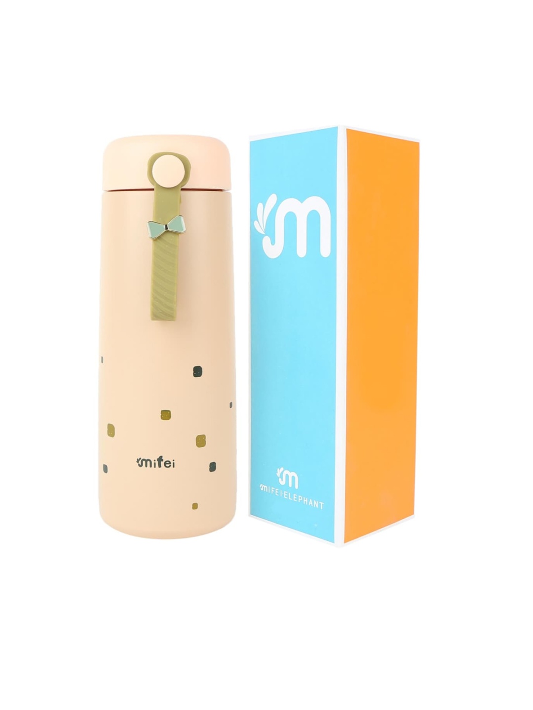 

iSWEVEN Peach-Coloured Printed Double Vacuum Water Bottle (380 ml)