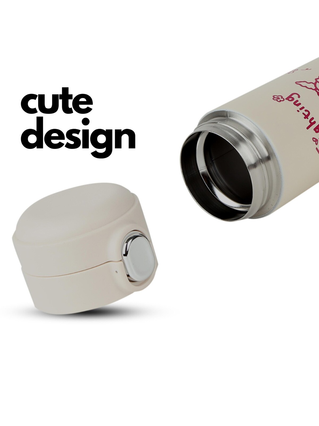 

iSWEVEN Cream Coloured Printed Double Wall Vacuum Water Bottle