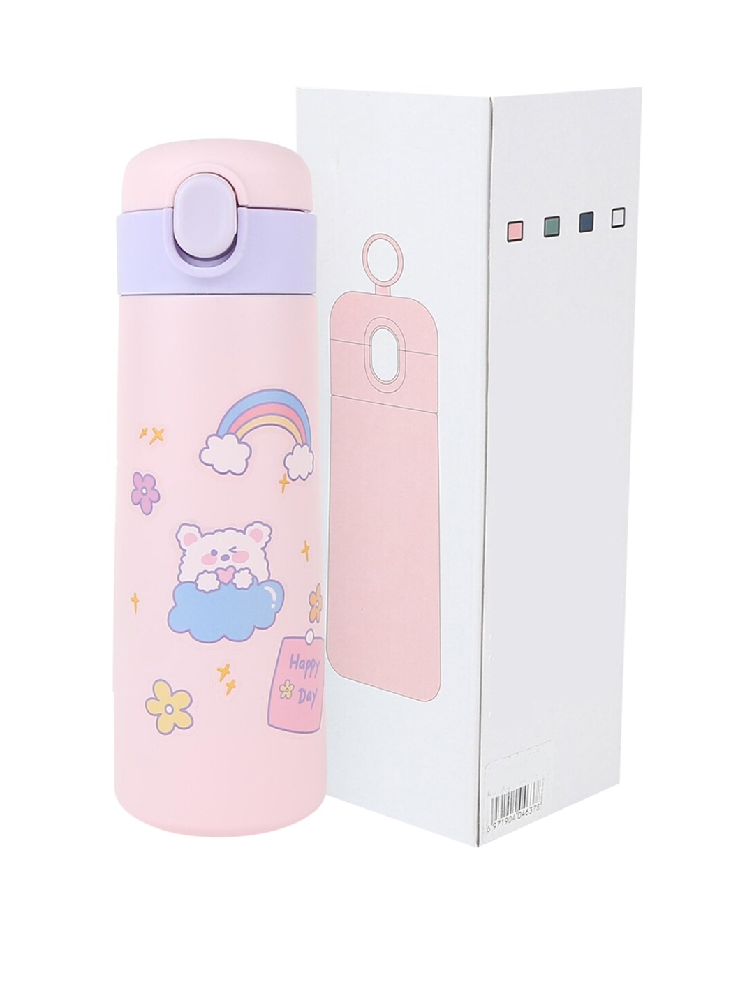 

iSWEVEN Pink Printed Stainless Steel Printed Water Bottle 450 ML