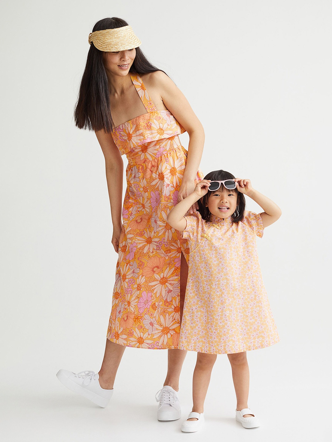 

H&M Women Orange Linen-Blend Halterneck Dress