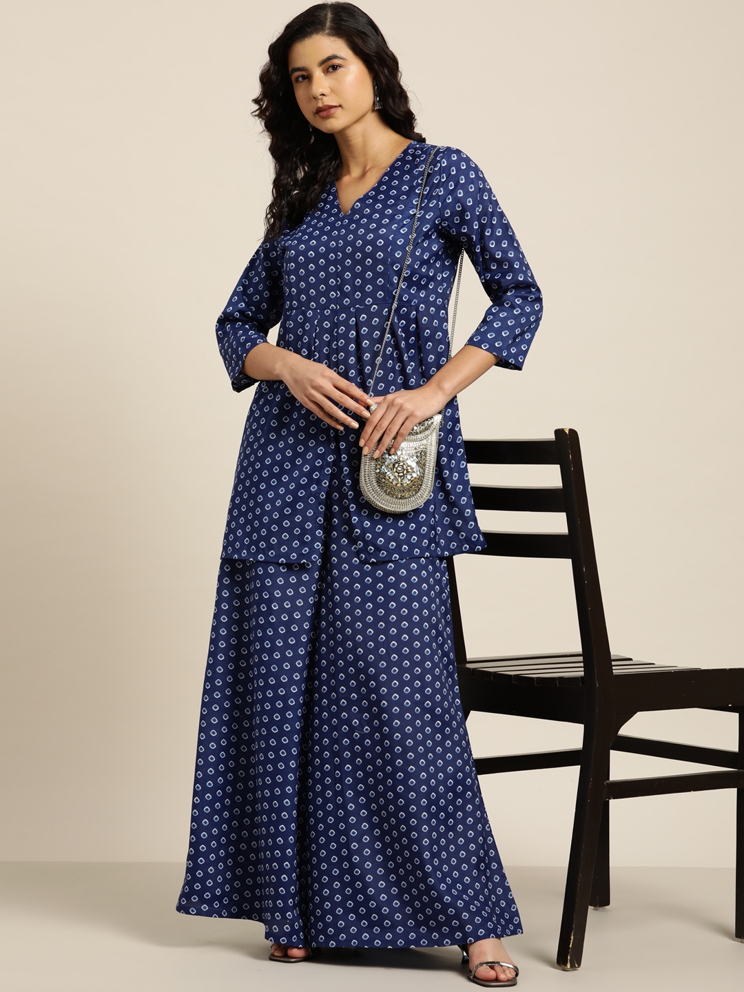 

Moda Rapido Women Navy Blue Kurti with Palazzo