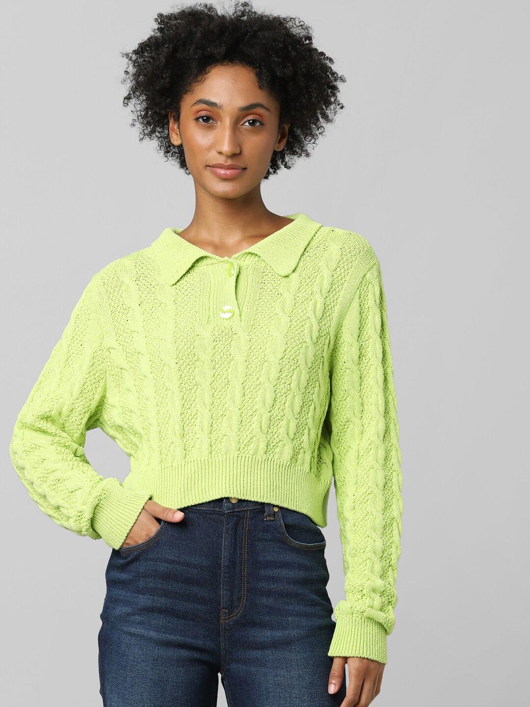 

ONLY Women Yellow Crop Pullover