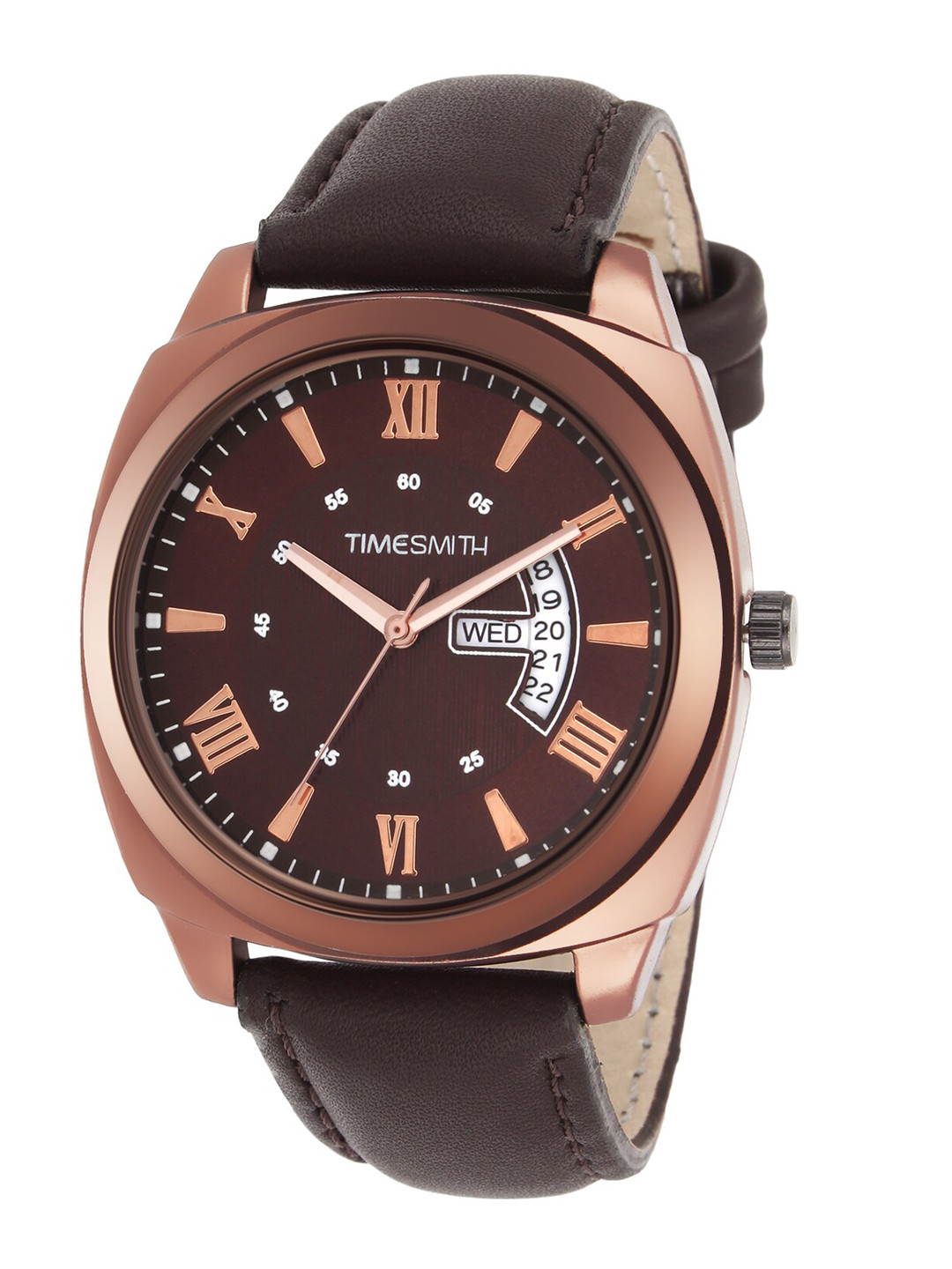 

TIMESMITH Men Brown Embellished Dial & Brown Leather Straps Analogue Watch