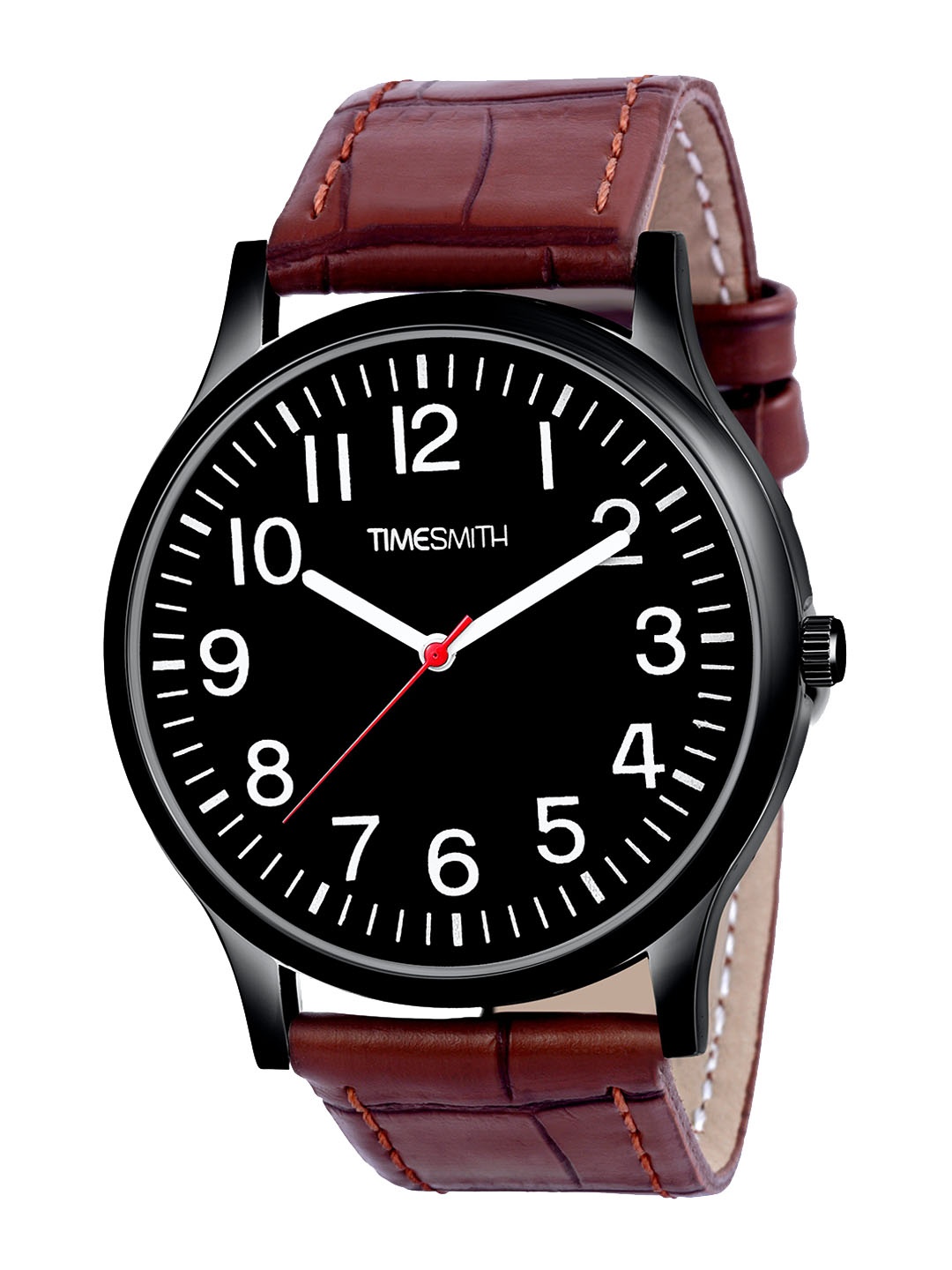 

TIMESMITH Men Black Patterned Dial & Brown Leather Straps Analogue Watch