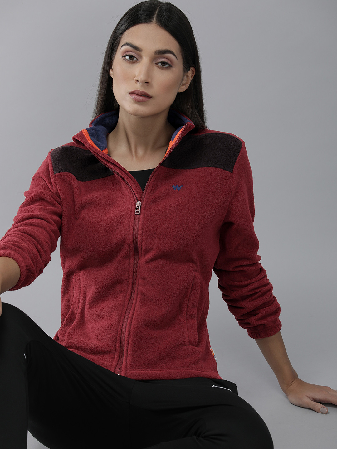 

Wildcraft Colourblocked Fleece Lightweight Tailored Jacket, Maroon