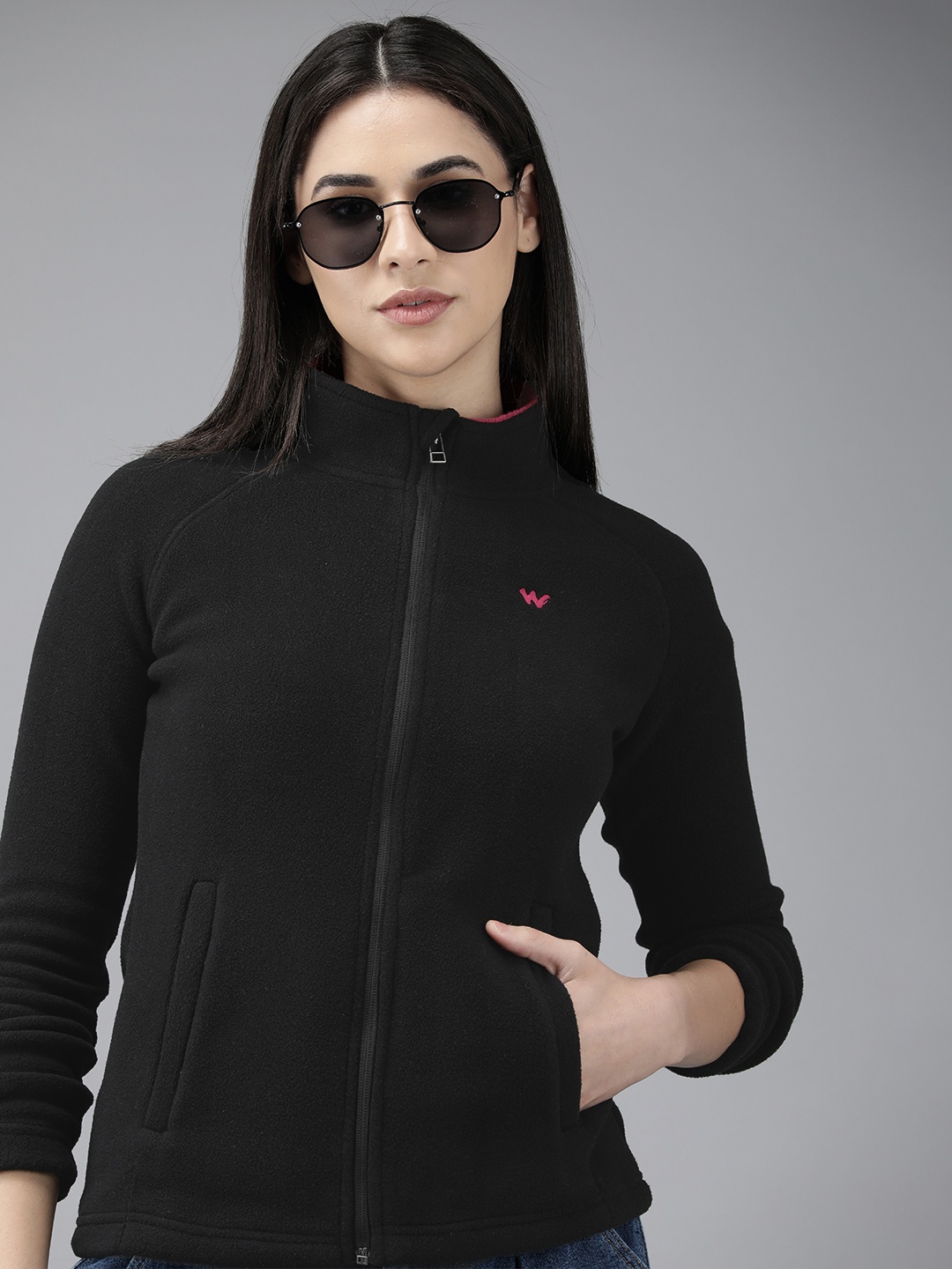 

Wildcraft Women Solid Fleece Lightweight Open Front Jacket, Black