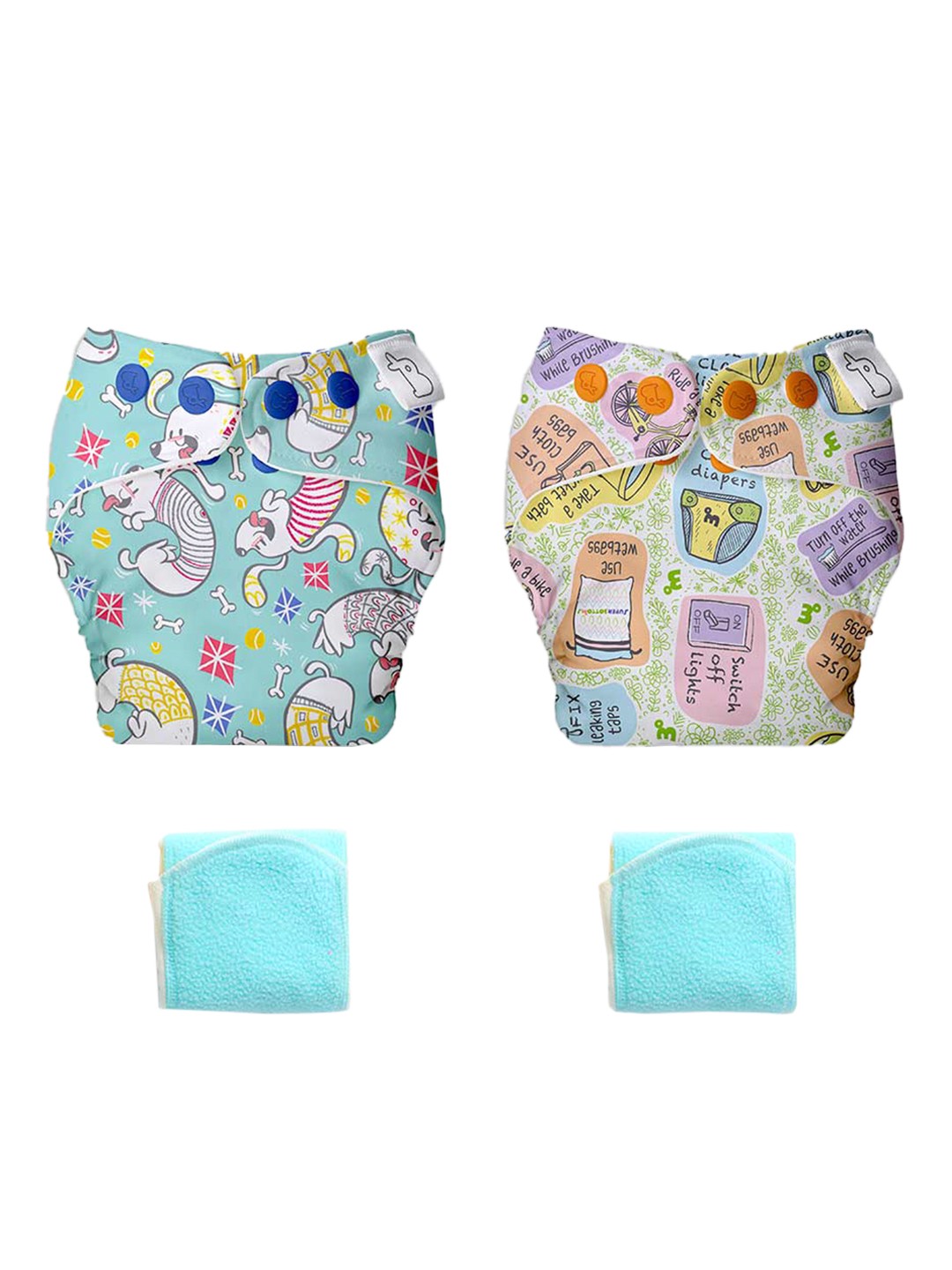 

SuperBottoms Infants Pack of 2 Cloth Sustainable Diapers with 2 Organic Cotton Inserts, Multi