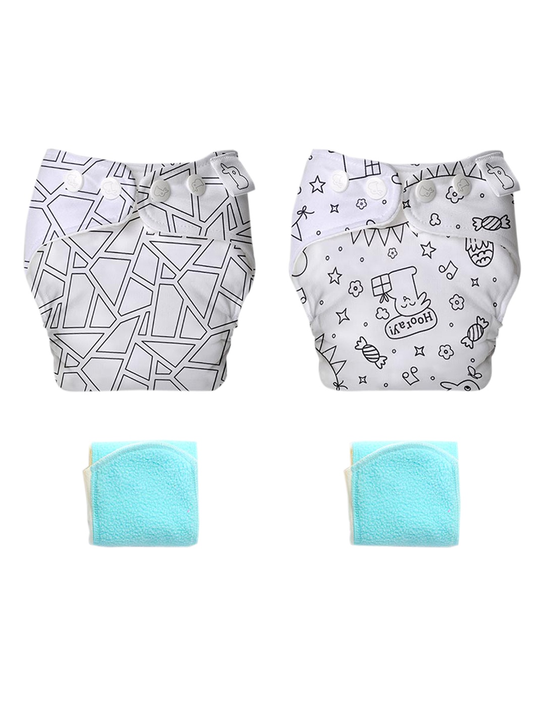 

SuperBottoms Pack of 2 Cloth Diapers with 2 Organic Cotton Inserts, White