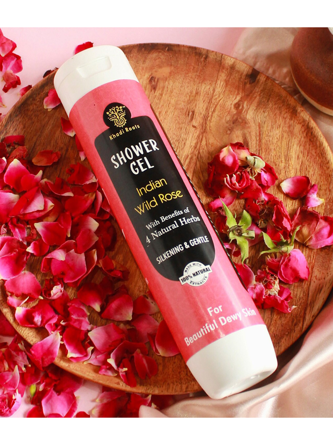 

Khadi Roots Vegan Silkening & Gentle Indian Wild Rose Shower Gel - 200 ml, Pink