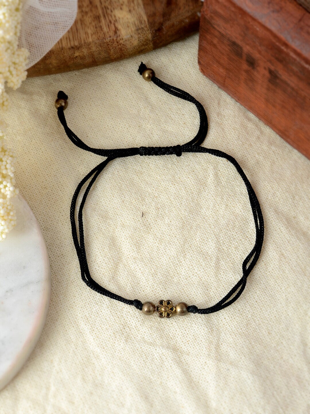 

Silvermerc Designs Gold-Plated Flower Beads Beaded Anklet