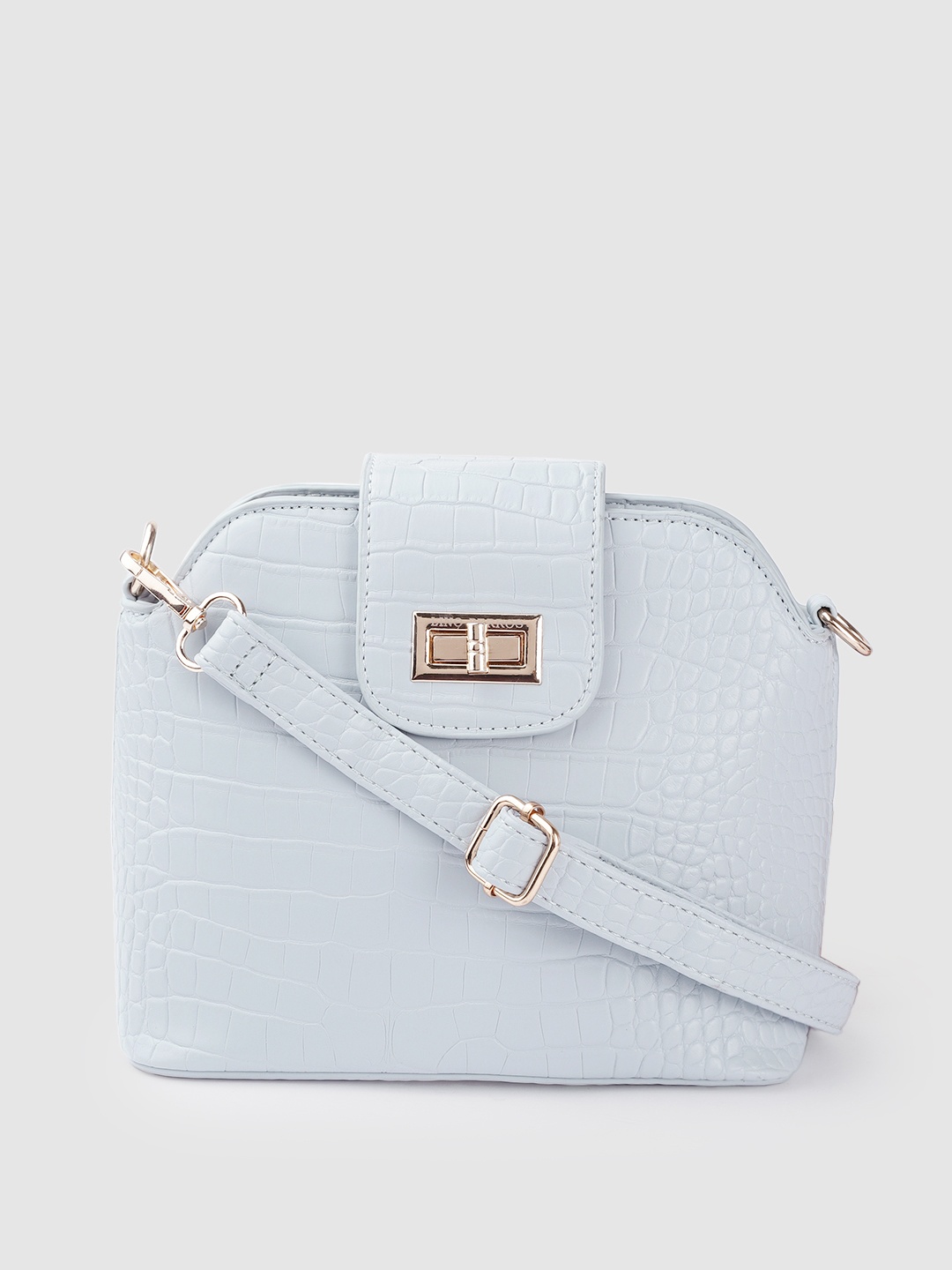 

Lino Perros Women Blue Croc Textured Structured Sling Bag