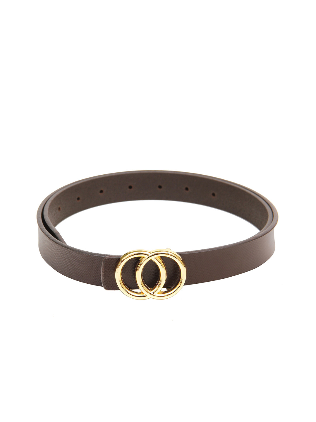 

Calvadoss Women Brown Textured Leather Belt