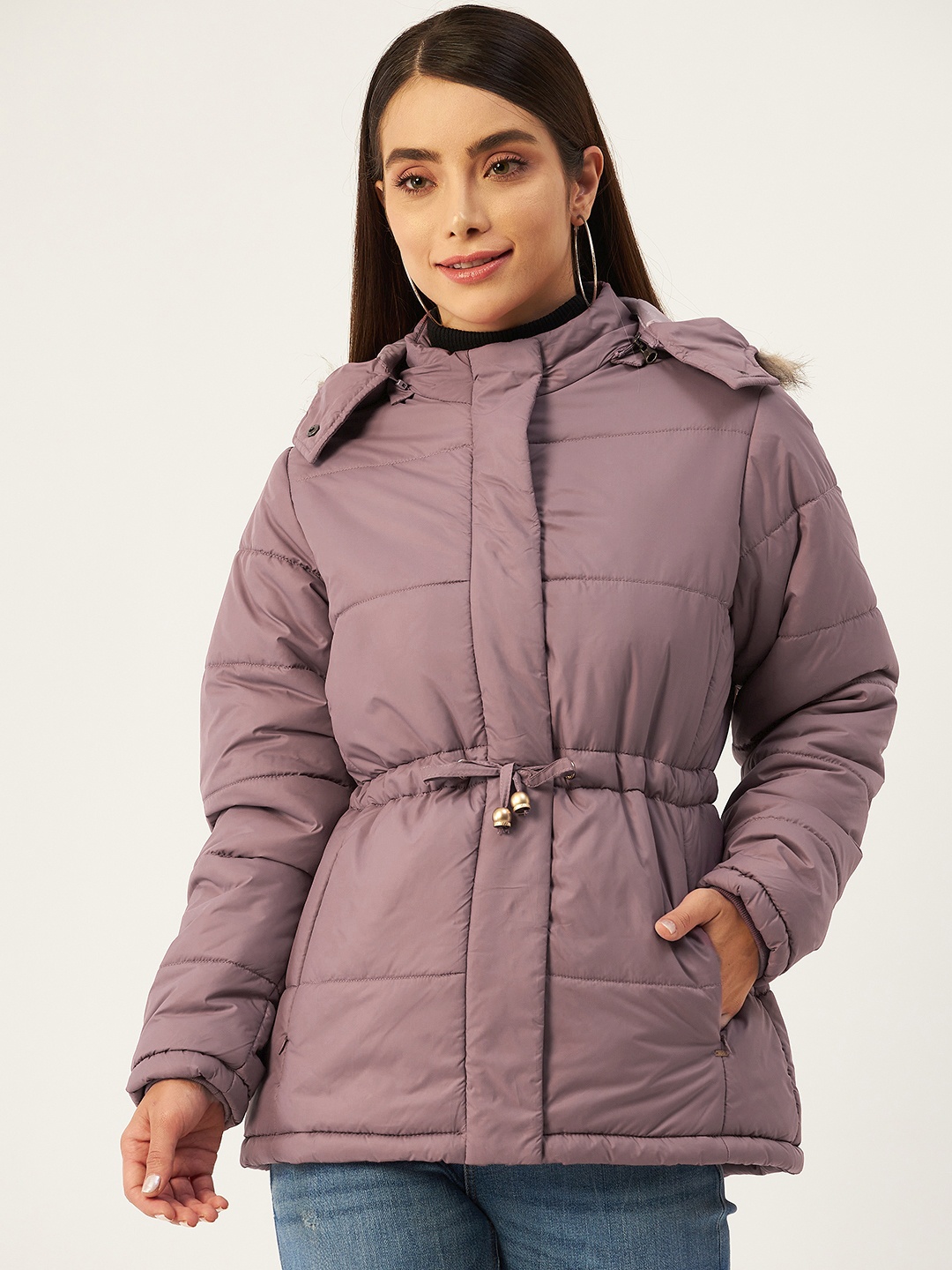 

Okane Women Mauve Solid Parkha Jacket