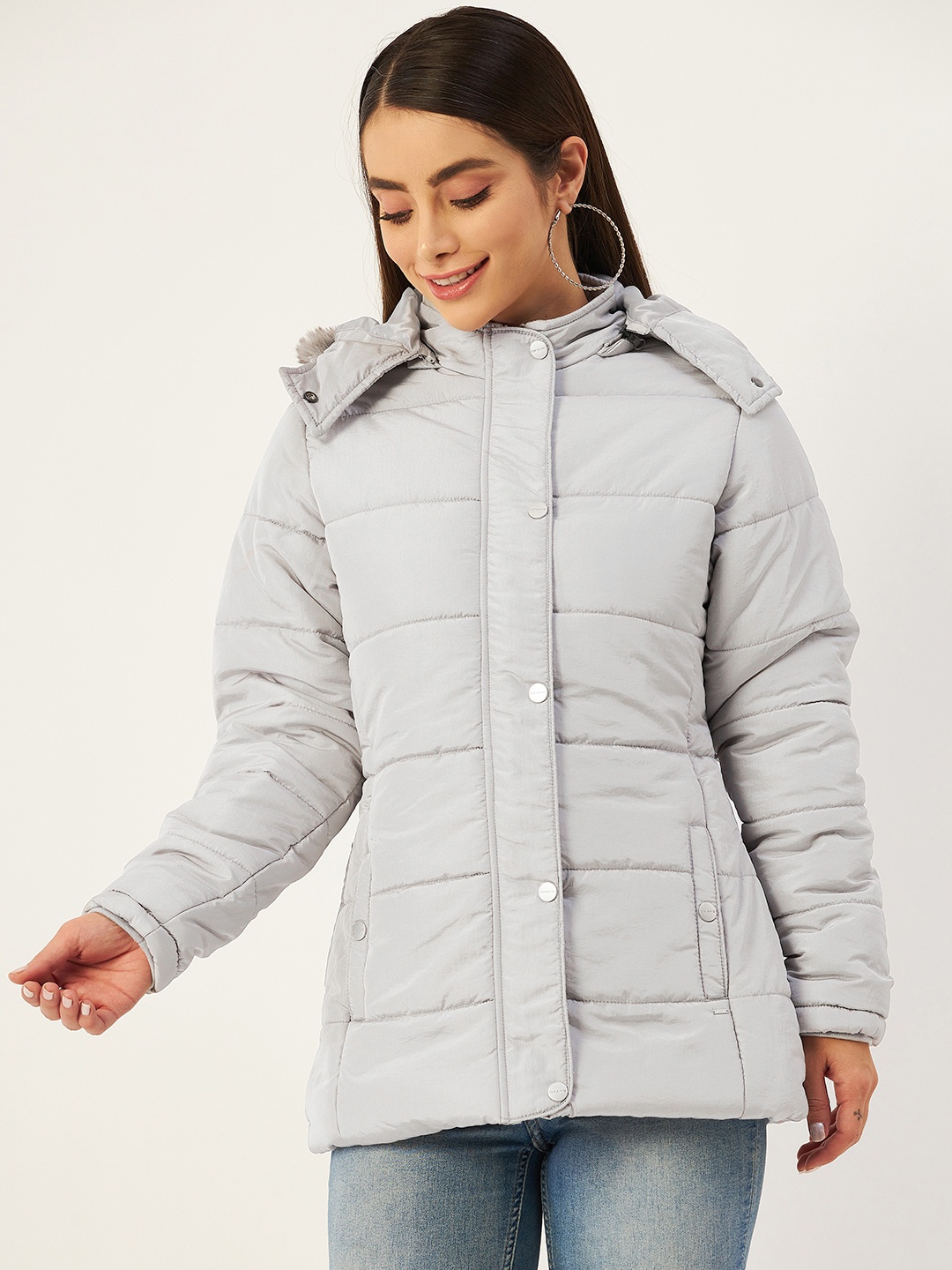 

Okane Women Grey Lightweight Parka Jacket
