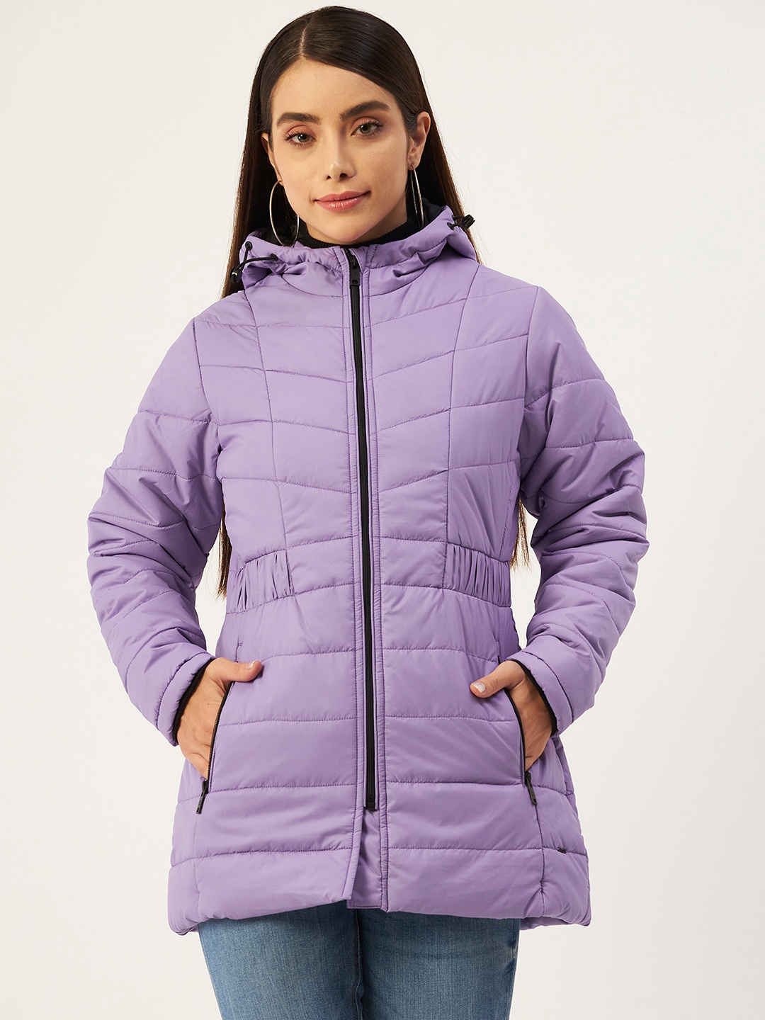 

Okane Women Violet Solid Hooded Padded Jacket