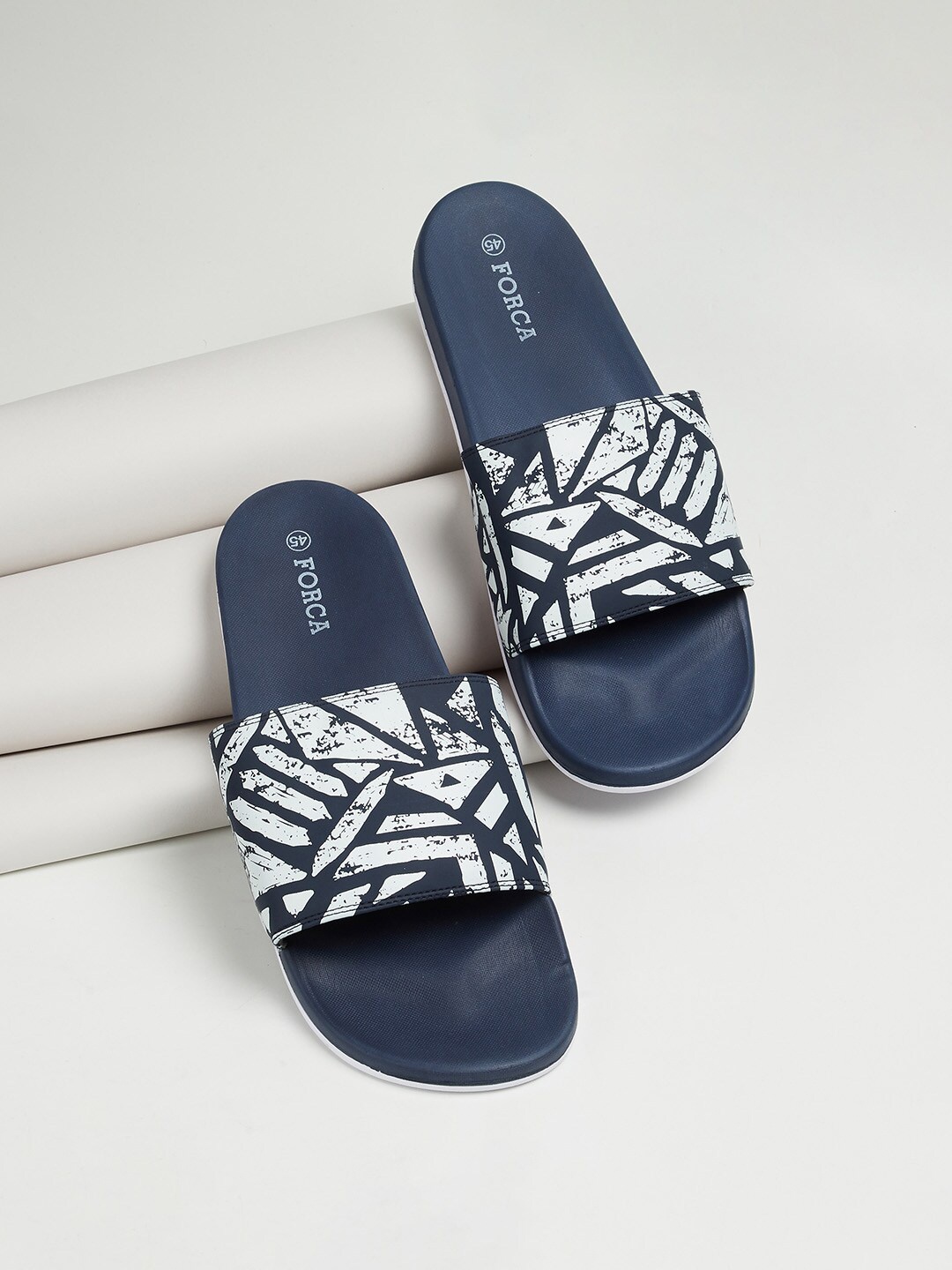 

Forca by Lifestyle Men Navy Blue & White Printed Sliders