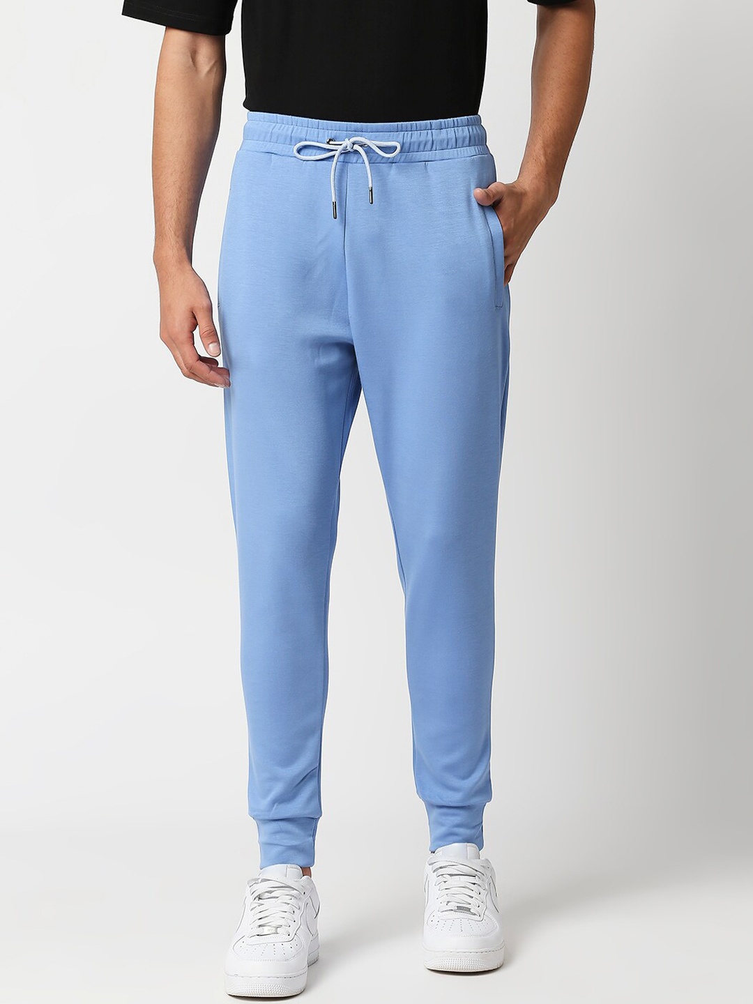 

Blamblack Men Blue Solid Relaxed-Fit Joggers