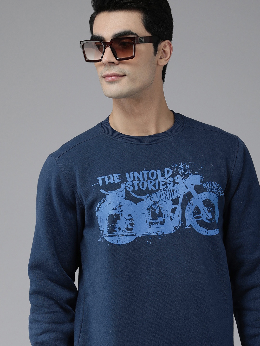 

Wildcraft Men Navy Blue Printed Sweatshirt